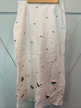 White Maxi Skirt with Black Polka Dot Detail